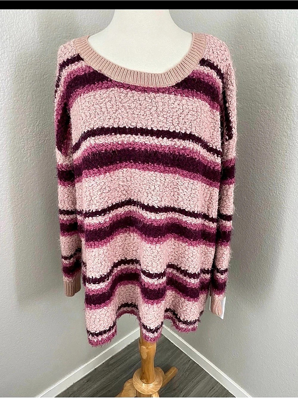 Torrid Striped Boucle Cozy Comfy Sweater|Pink multi -2XL